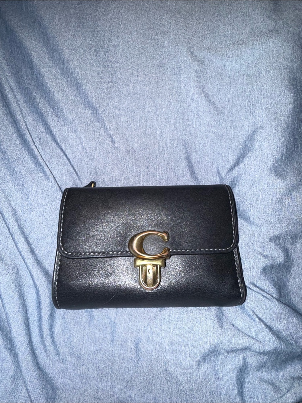 Coach Black Leather Compact Wallet
